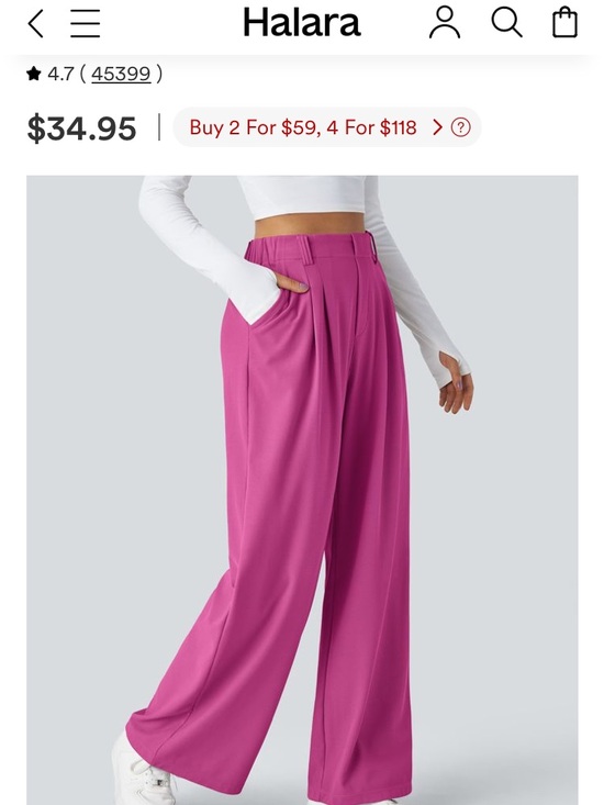 HALARA Pants - HALARA Wide-Leg Pleated Pants — Magenta Pink